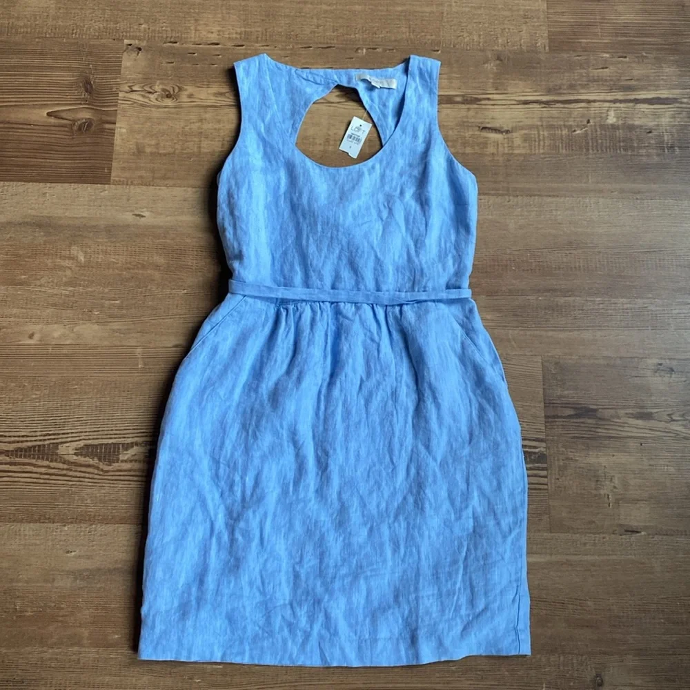 NWT LOFT Blue Linen Sleeveless Dress